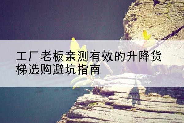 鼎湖升降货梯怎么选-工厂老板亲测有效的升降货梯选购避坑指南