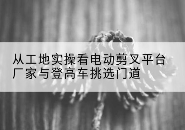 鼎湖电动剪叉升降平台厂家-从工地实操看电动剪叉平台厂家与登高车挑选门道